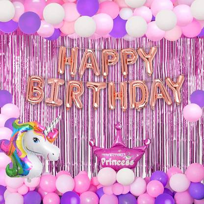 Prihit Unicorn Theme Birthday Decorations Items Combo Happy Birthday Decoration Kit