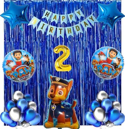 ZAMBOOREE PAW Patrol Chase 2nd Birthday Decoration Kit - Balloons & Party Supplies