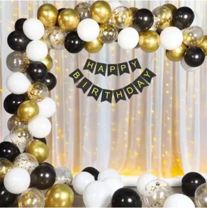 FLIPZONE Happy Birthday Decoration kit items 53 Pcs With Net Curtain & Led Light