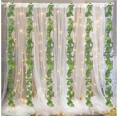 Fun and Flex Leaf Garland Vines with White net and Led Light for Birthday,Wedding Decorations