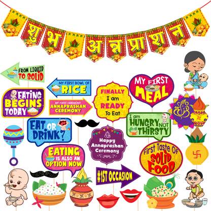 ZYOZI Annaprashan Photo Booth Prop & Annaprashan Banner Hindi Font Shubh Annaprashan