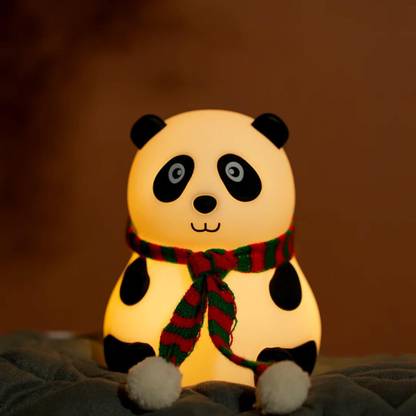 FINARO Cute Panda Silicon Night Lamp USB Rechargeable 7 Color Changing For Kids Study Lamp