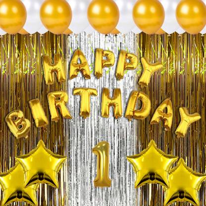 Crazykart 1st First One Happy Birthday Combo Kit For Party Decoration Items Star Theme