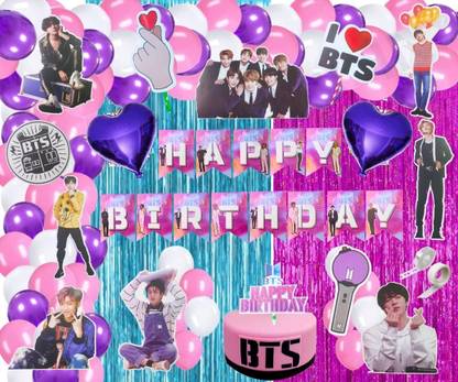 FLICK IN BTS Birthday Decoration for Girls Bangtan Boys Theme Birthday Decoration