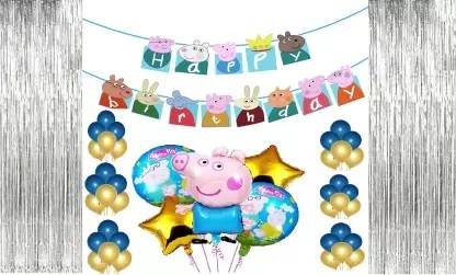 Shmaya peppa pig banner birthday combo--pack of 40