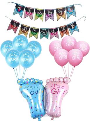 SOI Baby Shower Decorations Kit Banner, Feet design Foil with Printed Balloons for Baby Shower Mom to Be Welcome Baby Decoration Materials