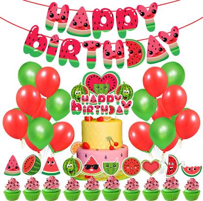 ZYOZI Watermelon Birthday Party Decoration for Fruit Summer Themed 1 - Pack of 37