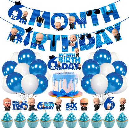 ZYOZI Boss Baby 6th Month Birthday Decoration,Boss Baby Birthday for Boys (Pack of 37)