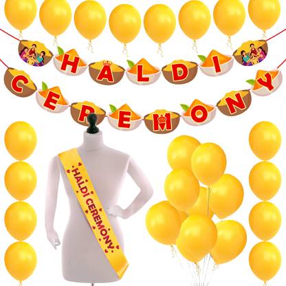 Prihit 1 Pcs Haldi Ceremony Banner 25 Pcs Balloons & 1 Pc Haldi Sash for Haldi Ceremony