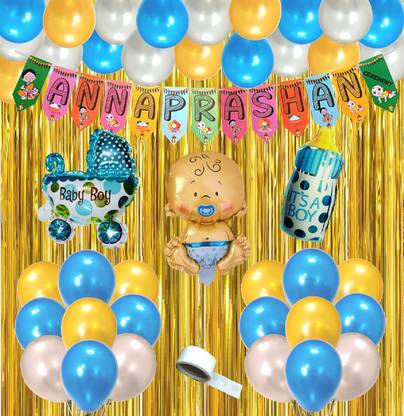 Agk Annaprashan Decoration Item For Baby Boy, Rice Ceremony First Eat Backdrop Decor