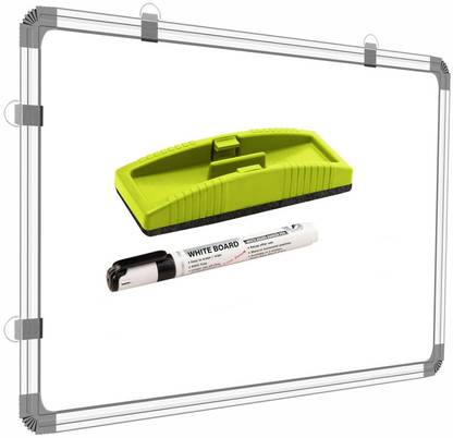DeskFlex 2x4 Feet, Both Side Writing Chalk & Whiteboard With 1 Marker & 1 Duster White, Green board