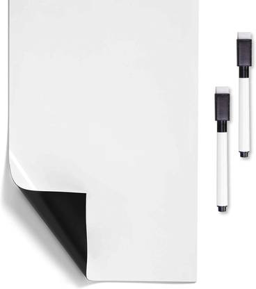 CLICKEDIN Magnetic White Board Sheet For Refrigerator Metal Surface Includes 2 Markers White, Black board