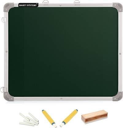 Mahit Systems Non Magnetic Writing Chalk Board Green board with hanging clips (50X65)cm Green board