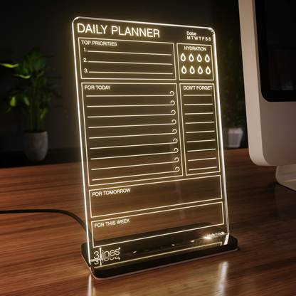 3 lines 1 Compartments Acrylic Everyday Planner To-Do List for Desk With Phone Stand