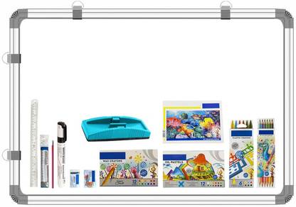 DeskFlex 1.5x3 Ft, Non-Magnetic Whiteboard & Chalkboard+Combo Kit For Office For Home Use White, Green board