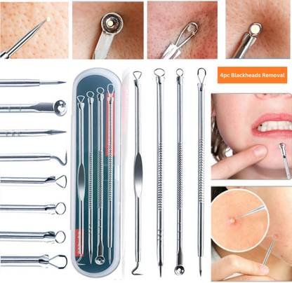 SIYDHA Dermatologist Blackhead Removal Tool Nose Blackhead Whiteheads Acne & Pimple 4pc