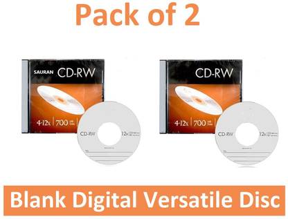 Sauran CD Rewritable Pack of 2 Blank Digital Versatile Disc DVD 700 MB