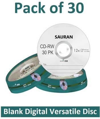 Sauran CD Rewritable Pack of 30 Blank Digital Versatile Disc DVD 700 MB