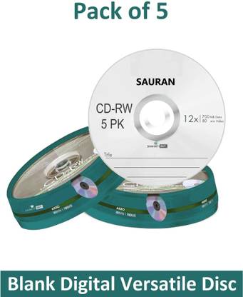 Sauran CD Rewritable Pack of 5 Blank Digital Versatile Disc DVD 700 MB