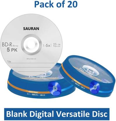 Sauran DVD Recordable Pack of 20 Blank Digital Versatile Disc DVD 25 GB