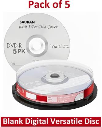Sauran DVD Recordable Pack of 5 Blank Digital Versatile Disc DVD 4.7 GB