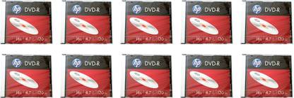 HP DVD Recordable DMA00086 Pack of 10 Disc Slimcase Speed 16x 4.7 GB