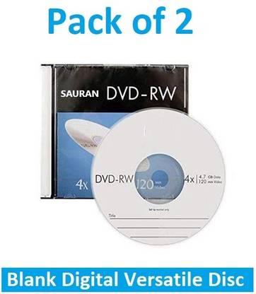 Sauran DVD Rewritable Pack of 2 Blank Digital Versatile Disc DVD 4.7 GB