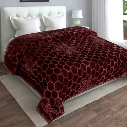 LA VERNE Self Design Double Mink Blanket for Heavy Winter