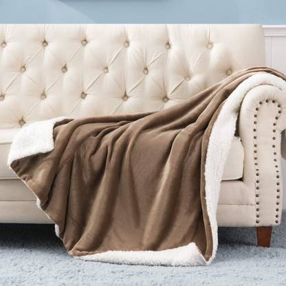 VAS COLLECTIONS Solid Single Sherpa Blanket for  AC Room