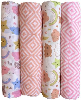 Trance Home Linen Printed Crib Swaddling Baby Blanket for  AC Room