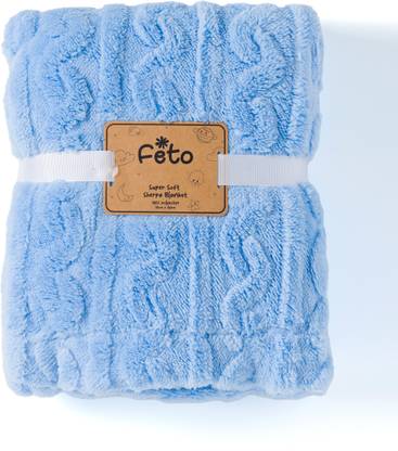 FETO Solid Crib Sherpa Blanket for  AC Room