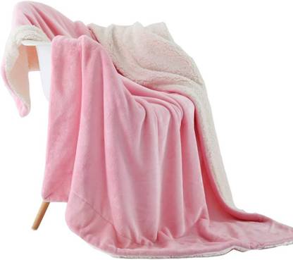 VAS COLLECTIONS Solid Double Sherpa Blanket for  Heavy Winter
