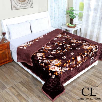 CARLTON LONDON Floral Double Mink Blanket for  Heavy Winter