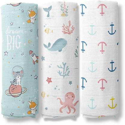 haus & kinder Printed Crib Swaddling Baby Blanket for  AC Room