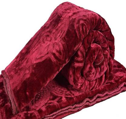LA VERNE Self Design Double Mink Blanket for  Heavy Winter