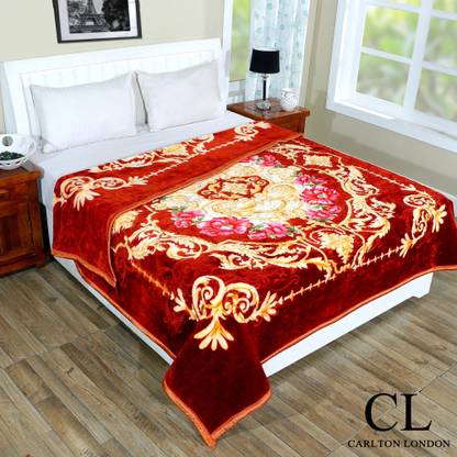 CARLTON LONDON Floral Double Mink Blanket for  Heavy Winter