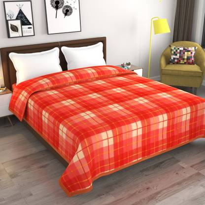 Goyal's Checkered Double Fleece Blanket for  Heavy Winter