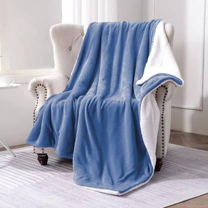 VAS COLLECTIONS Solid Single Sherpa Blanket for  Heavy Winter