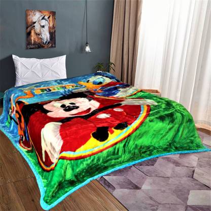 Signature Cartoon Single Mink Blanket for  Heavy Winter