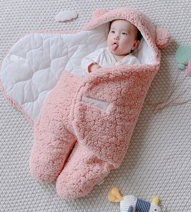 REFFER Solid Single Hooded Baby Blanket for  Heavy Winter