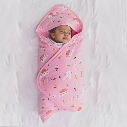 TIDY SLEEP Printed Single Hooded Baby Blanket for  AC Room