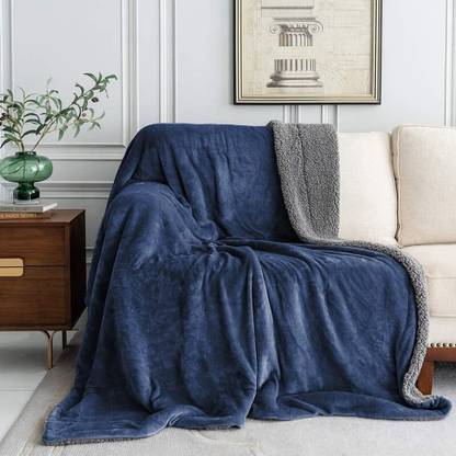 LA VERNE Solid Single Sherpa Blanket for Heavy Winter
