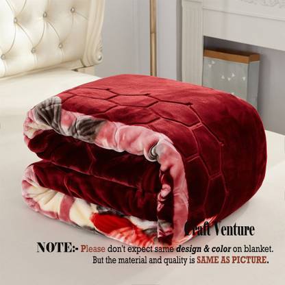 HOLYKRAFT Self Design Double Mink Blanket for  Heavy Winter