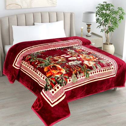 LA VERNE Floral Double Mink Blanket for  Heavy Winter