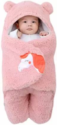 BUMTUM Solid Single Hooded Baby Blanket for  AC Room