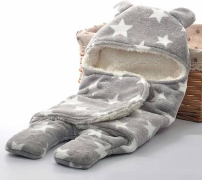 BABY ZONE Printed Single Hooded Baby Blanket for  AC Room