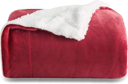 VAS COLLECTIONS Solid King Sherpa Blanket for  Heavy Winter