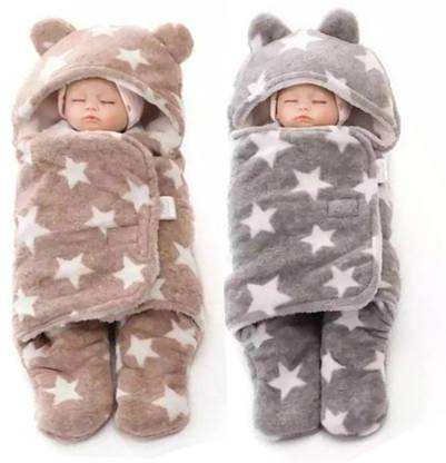 Aakriti Printed Single Hooded Baby Blanket for  AC Room