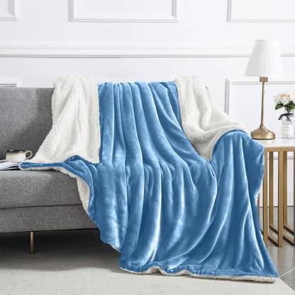 LA VERNE Solid Single Sherpa Blanket for  Heavy Winter