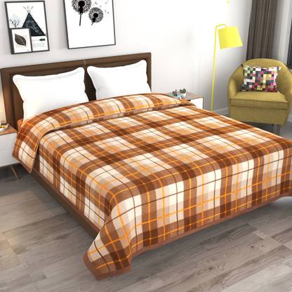 Goyal's Checkered Single Fleece Blanket for  AC Room